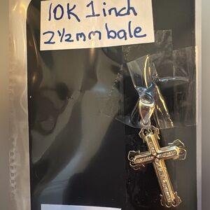10k Gold Cross Pendant with cz stamped and tested